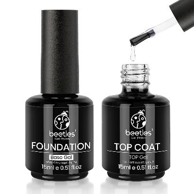 2 Pcs 15ml No Wipe Gel Top Coat and Base Coat Set