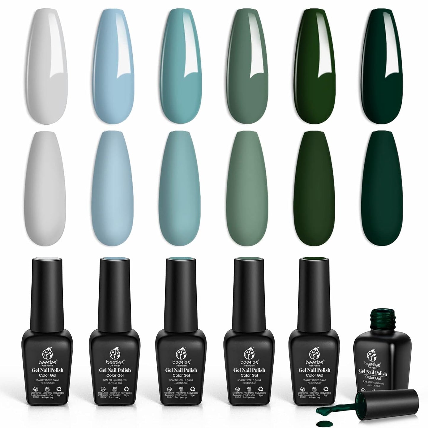 Blue Green Gel Nail Polish Set