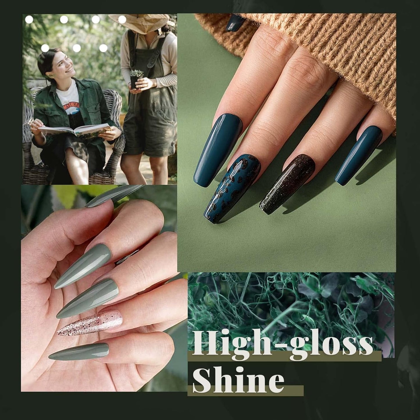 Blue Green Gel Nail Polish Set